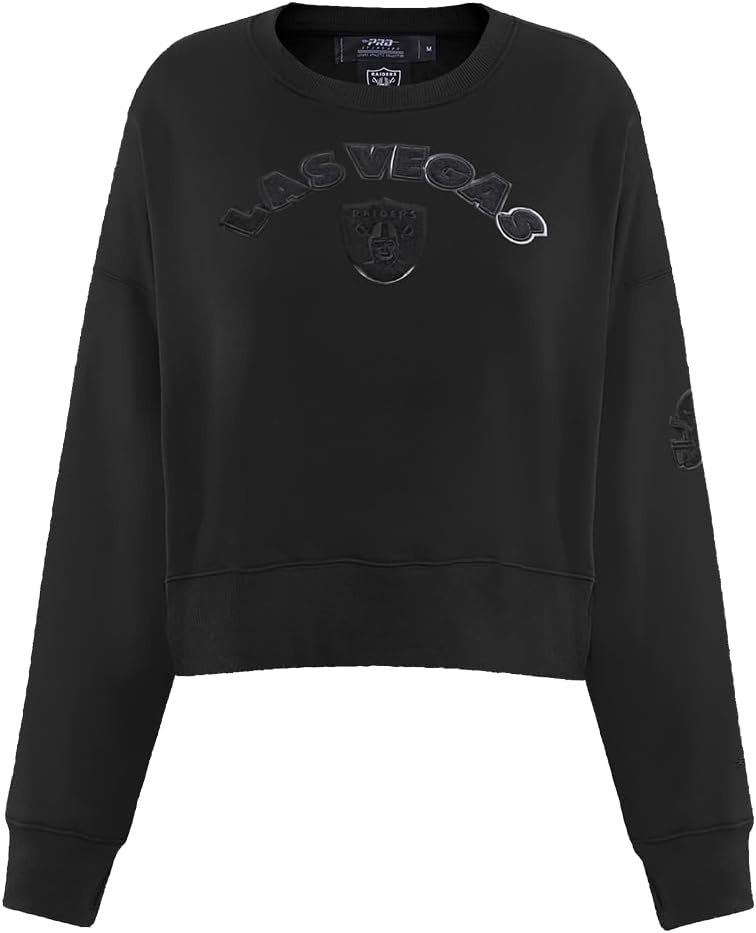 imagePro Standard Womens NFL Classic Brushed Back French Terry Crewneck SweatshirtTriple Black
