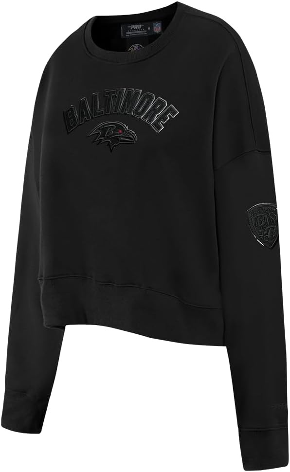imagePro Standard Womens NFL Classic Brushed Back French Terry Crewneck SweatshirtTriple Black