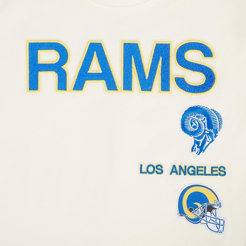 imagePro Standard Big Girls NFL Los Angeles Rams Retro Classics Short Sleeve Boxy Tee Eggshell L