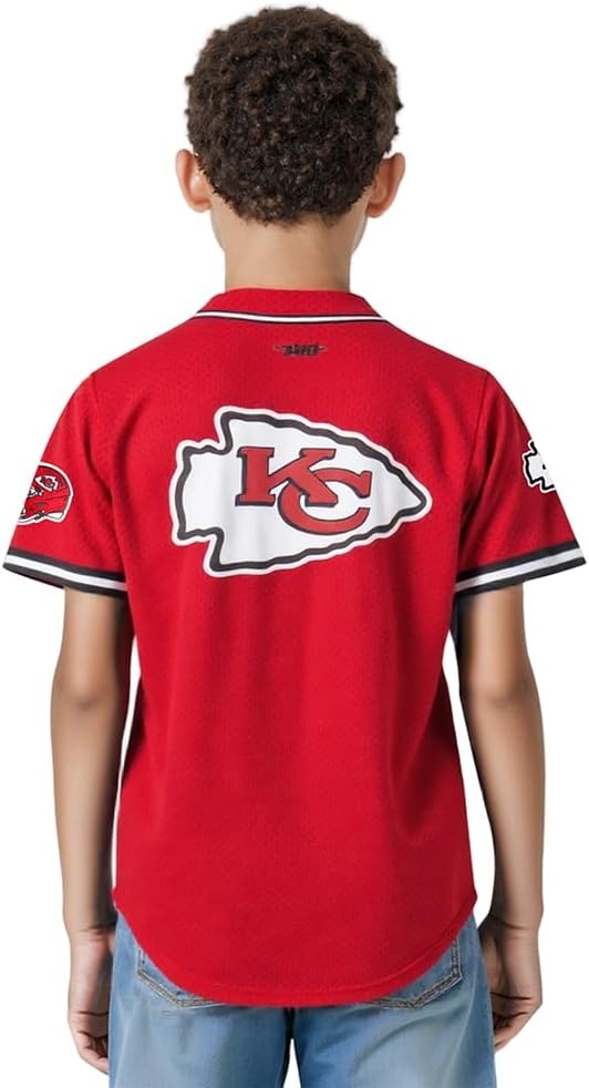 image:imagePro Standard Big Boys NFL Kansas City Chiefs Mesh Button Down Mesh Top RedBlack M