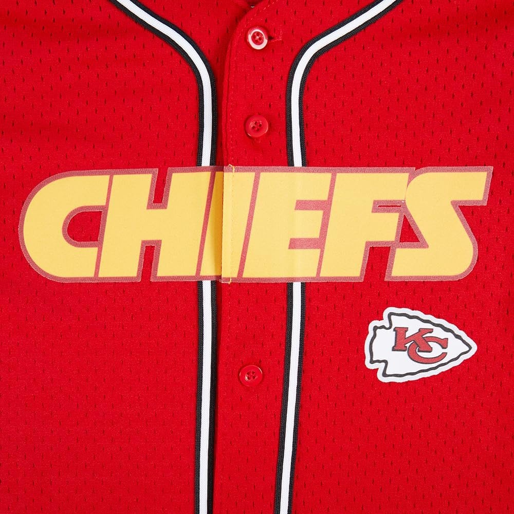 image:imagePro Standard Big Boys NFL Kansas City Chiefs Mesh Button Down Mesh Top RedBlack M