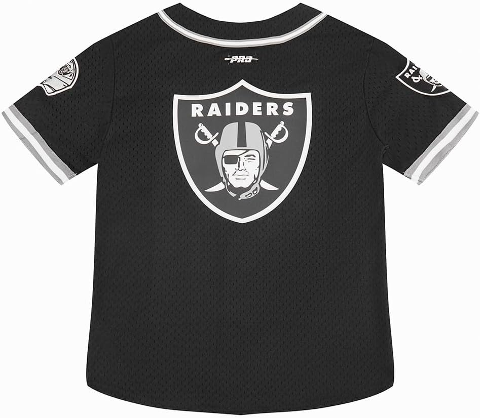 image:imagePro Standard Big Boys NFL Las Vegas Raiders Mesh Button Down Mesh Top BlackGray L
