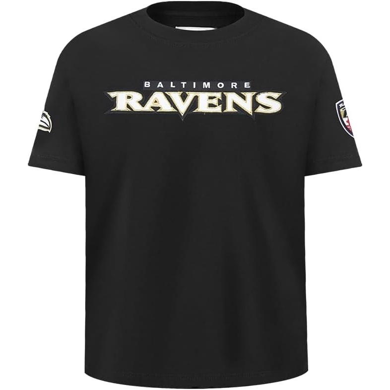 image:imagePro Standard Big Boys NFL Baltimore Ravens Classic Chenille Short Sleeve Tee Black S