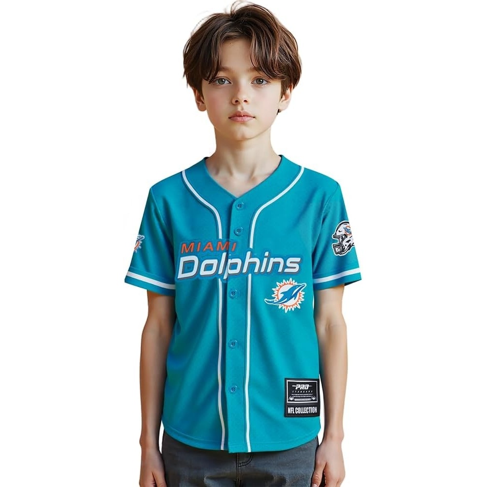 image:imagePro Standard Big Boys NFL Miami Dolphins Mesh Button Down Mesh Top Teal L
