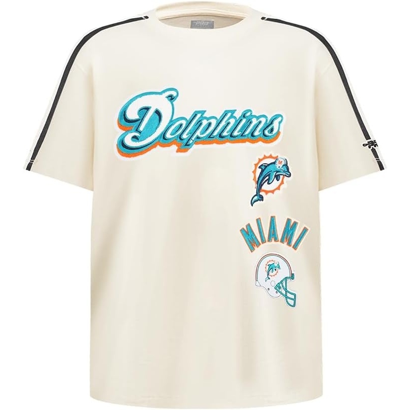 image:imagePro Standard Big Boys NFL Miami Dolphins Retro Classics Taping Tee EggshellBlack XL