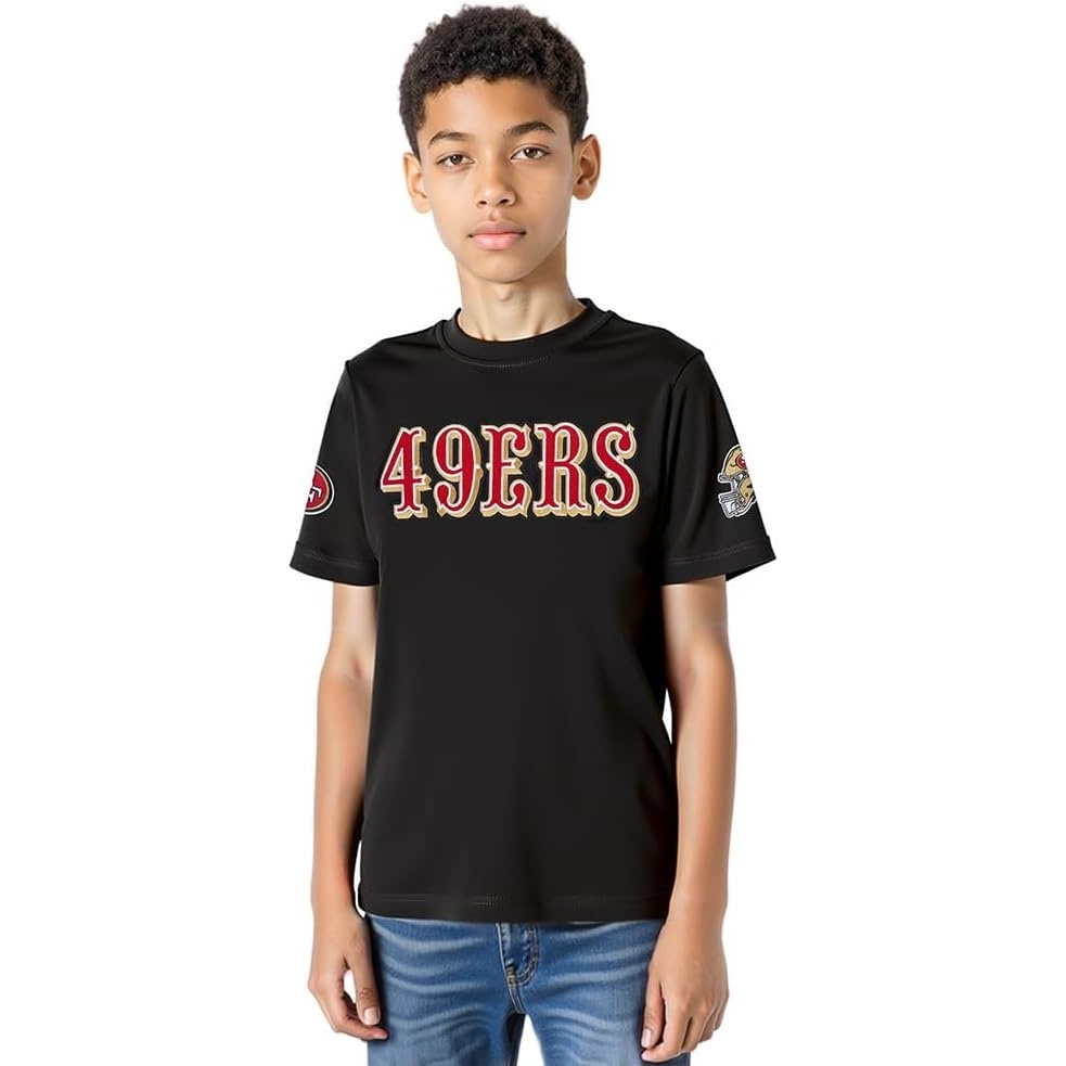 image:imagePro Standard Big Boys NFL San Francisco 49ers Classic Chenille Short Sleeve Tee Black S