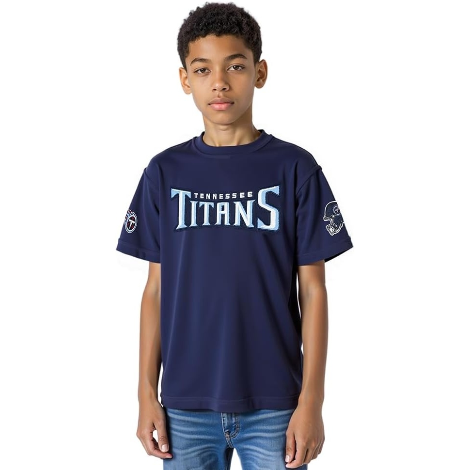 image:imagePro Standard Big Boys NFL Tennessee Titans Classic Chenille Short Sleeve Tee Midnight Navy L