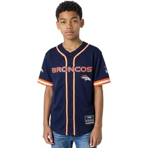 Pro Standard Big Boys NFL Denver Broncos Mesh Button Down Mesh Top Midnight Navy/Orange M