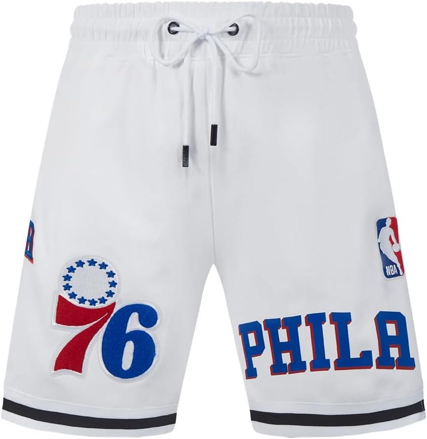 image:imageMens NBA Classic Chenille Cotton Double Knit Athletic ShortWhiteRoyal Blue