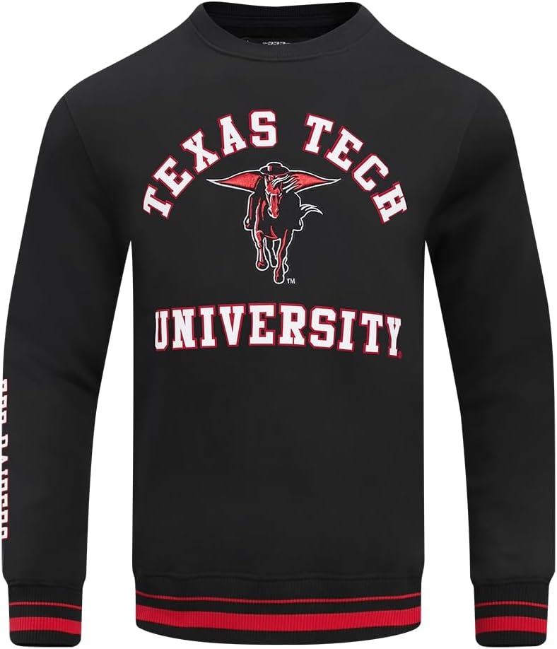 image:imagePro Standard Mens College Classic Chenille Brushed Back French Terry Crewneck SweatshirtBlackRedBlack