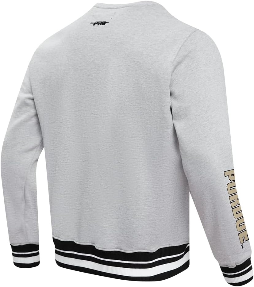 image:imagePro Standard Mens College Classic Chenille Brushed Back French Terry Crewneck SweatshirtHeather GrayBlack