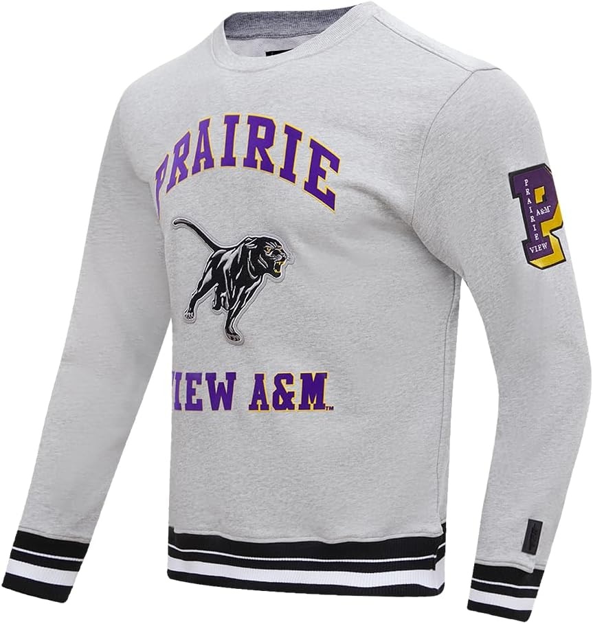 image:imagePro Standard Mens College Classic Chenille Brushed Back French Terry Crewneck SweatshirtHeather GrayBlack