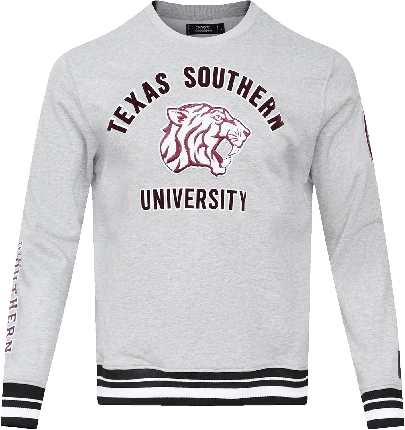 image:imagePro Standard Mens College Classic Chenille Brushed Back French Terry Crewneck SweatshirtHeather GrayBlack