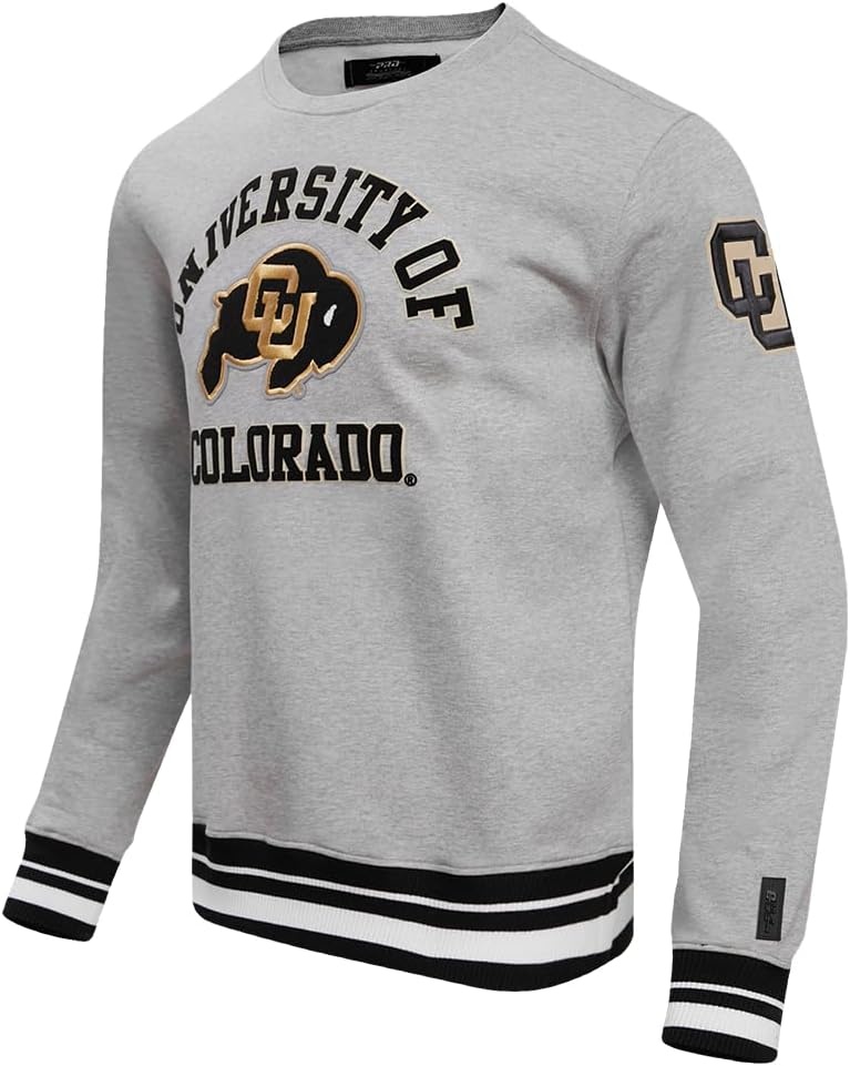 image:imagePro Standard Mens College Classic Chenille Brushed Back French Terry Crewneck SweatshirtHeather GrayBlack