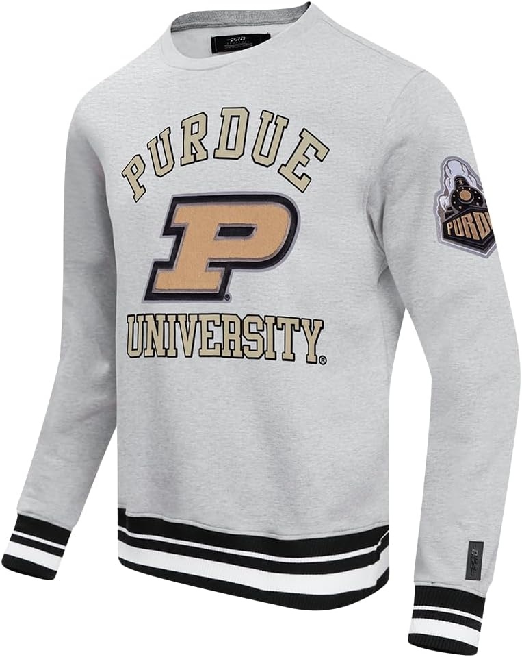 image:imagePro Standard Mens College Classic Chenille Brushed Back French Terry Crewneck SweatshirtHeather GrayBlack