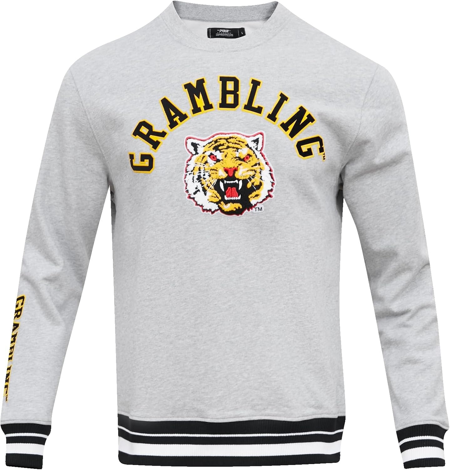 image:imagePro Standard Mens College Classic Chenille Brushed Back French Terry Crewneck SweatshirtHeather GrayBlack