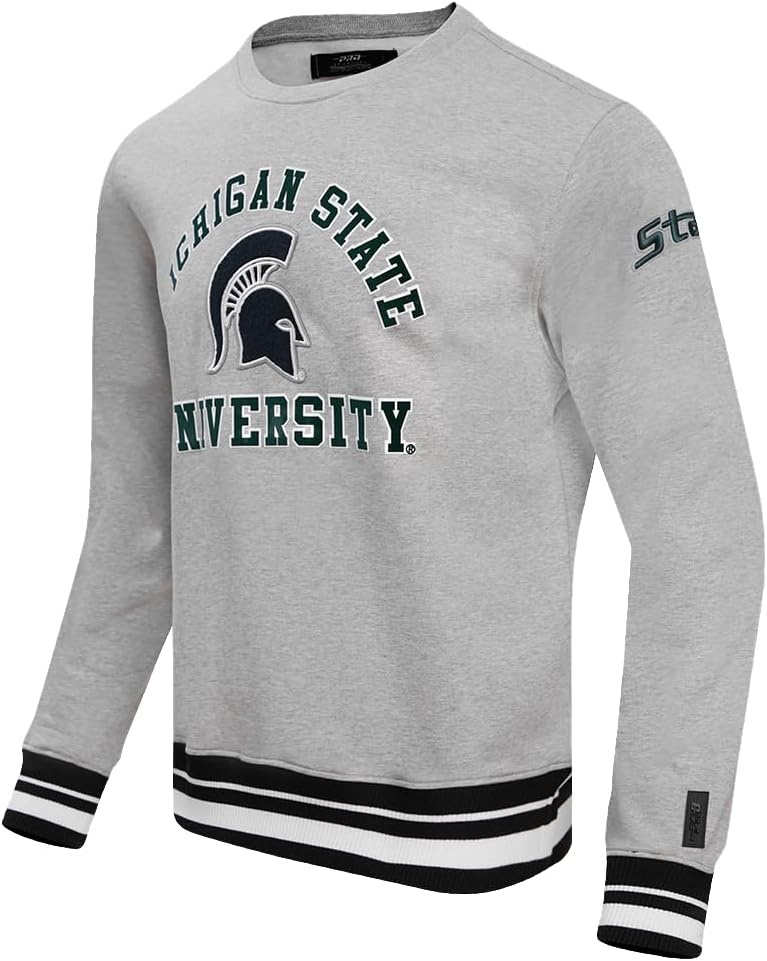 image:imagePro Standard Mens College Classic Chenille Brushed Back French Terry Crewneck SweatshirtHeather GrayBlack