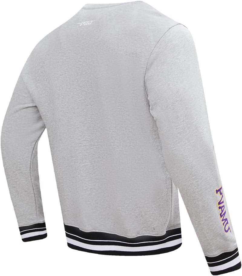 image:imagePro Standard Mens College Classic Chenille Brushed Back French Terry Crewneck SweatshirtHeather GrayBlack