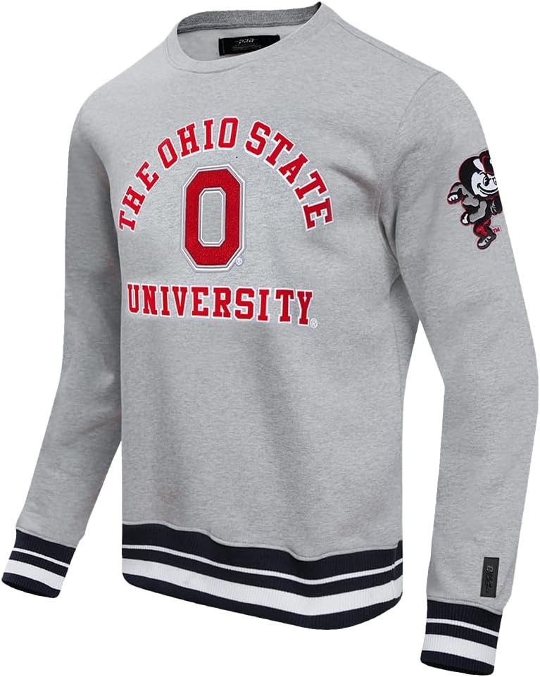 image:imagePro Standard Mens College Classic Chenille Brushed Back French Terry Crewneck SweatshirtHeather GrayBlack