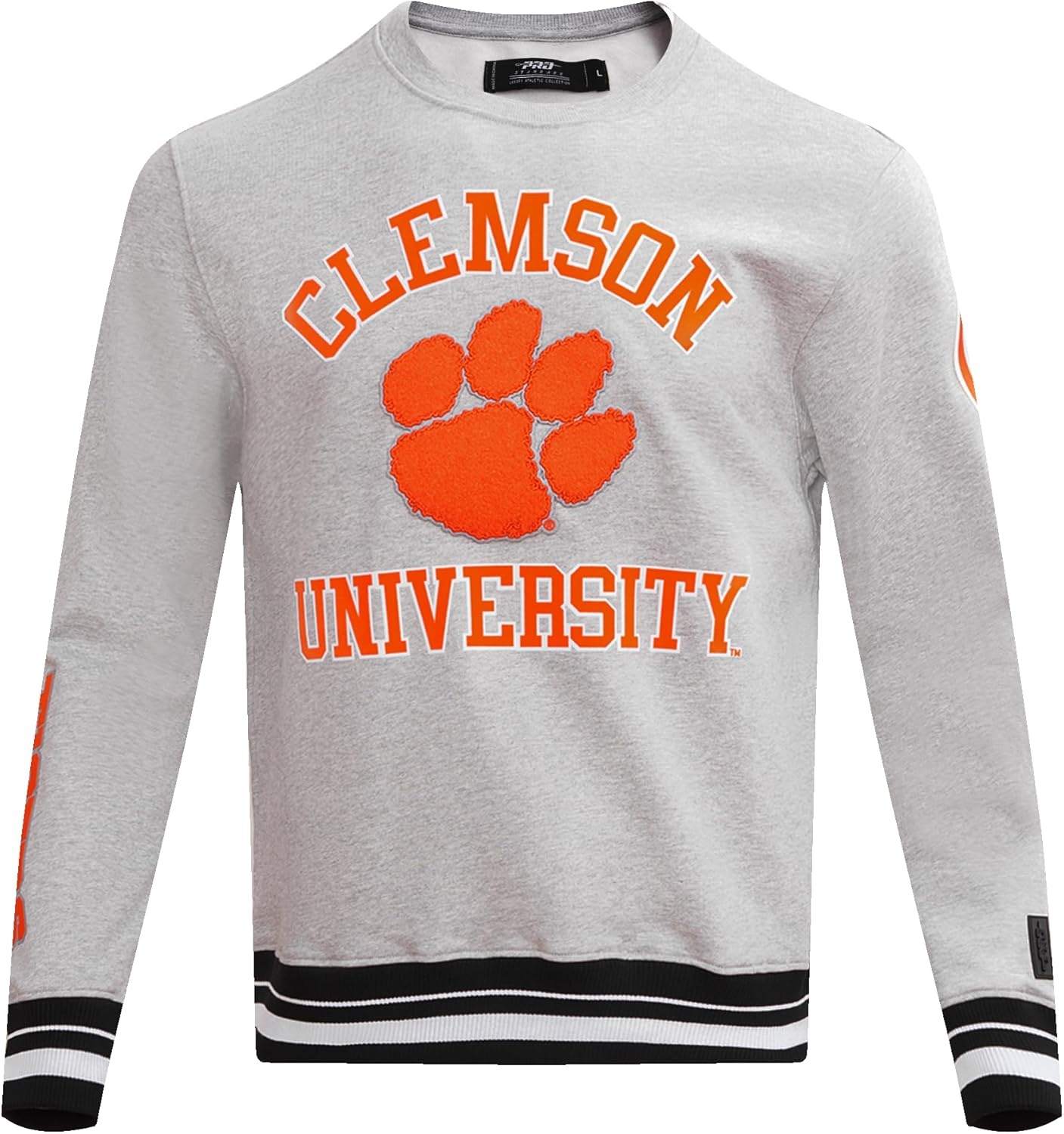 image:imagePro Standard Mens College Classic Chenille Brushed Back French Terry Crewneck SweatshirtHeather GrayBlack
