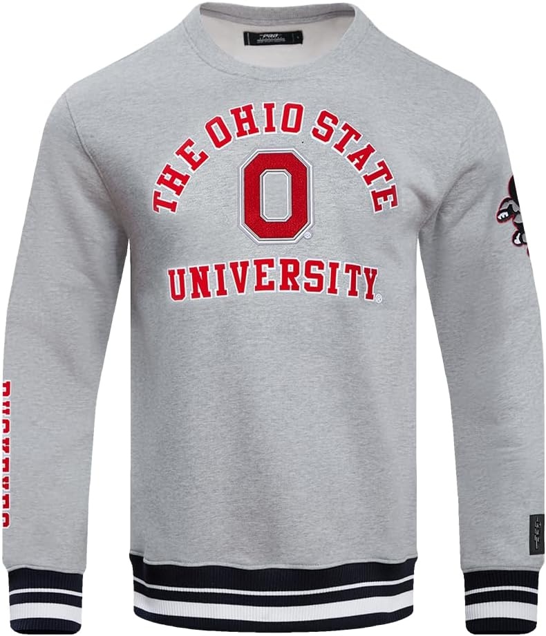 image:imagePro Standard Mens College Classic Chenille Brushed Back French Terry Crewneck SweatshirtHeather GrayBlack