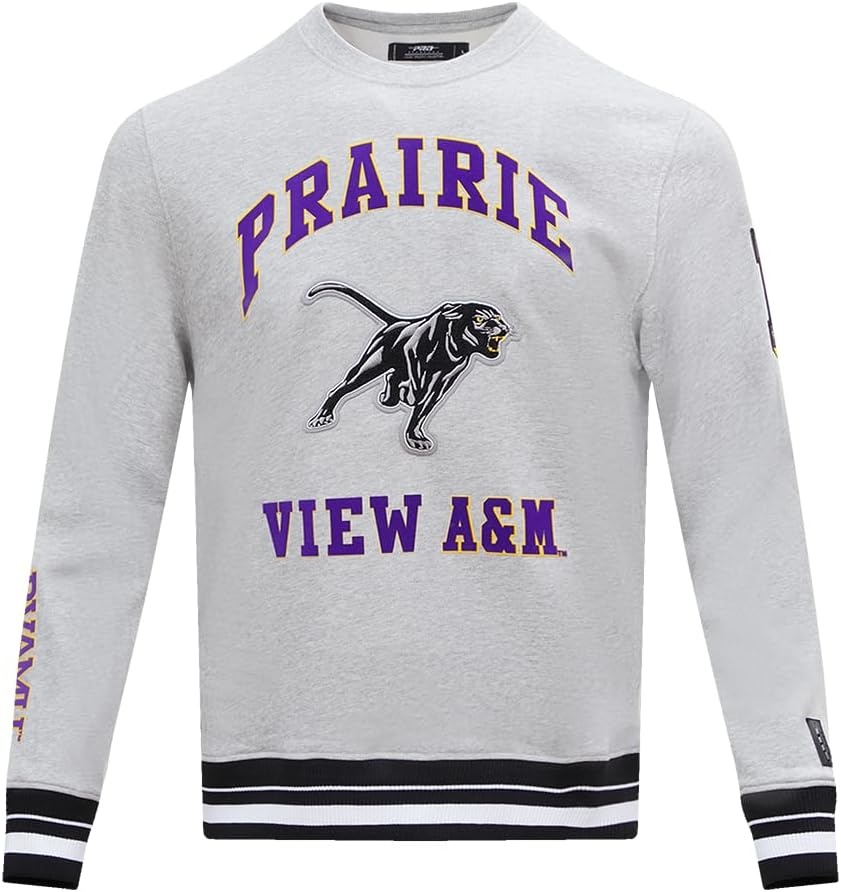 image:imagePro Standard Mens College Classic Chenille Brushed Back French Terry Crewneck SweatshirtHeather GrayBlack
