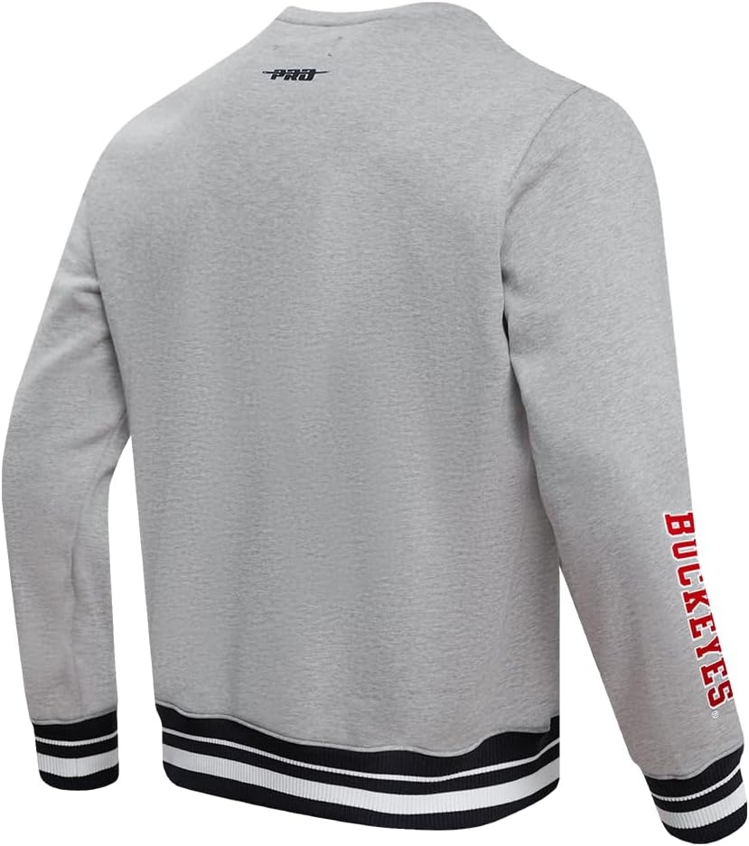 image:imagePro Standard Mens College Classic Chenille Brushed Back French Terry Crewneck SweatshirtHeather GrayBlack