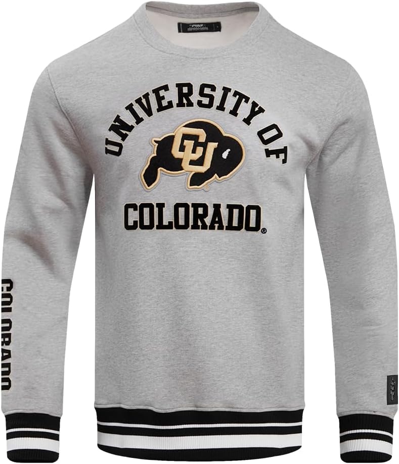 image:imagePro Standard Mens College Classic Chenille Brushed Back French Terry Crewneck SweatshirtHeather GrayBlack