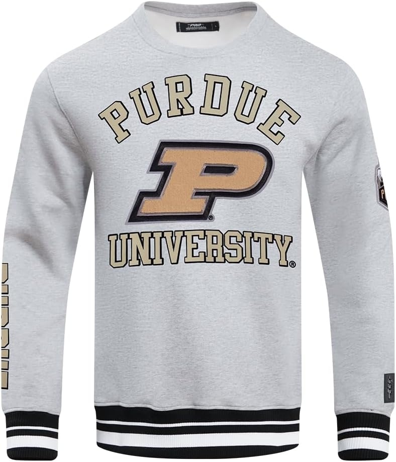 image:imagePro Standard Mens College Classic Chenille Brushed Back French Terry Crewneck SweatshirtHeather GrayBlack