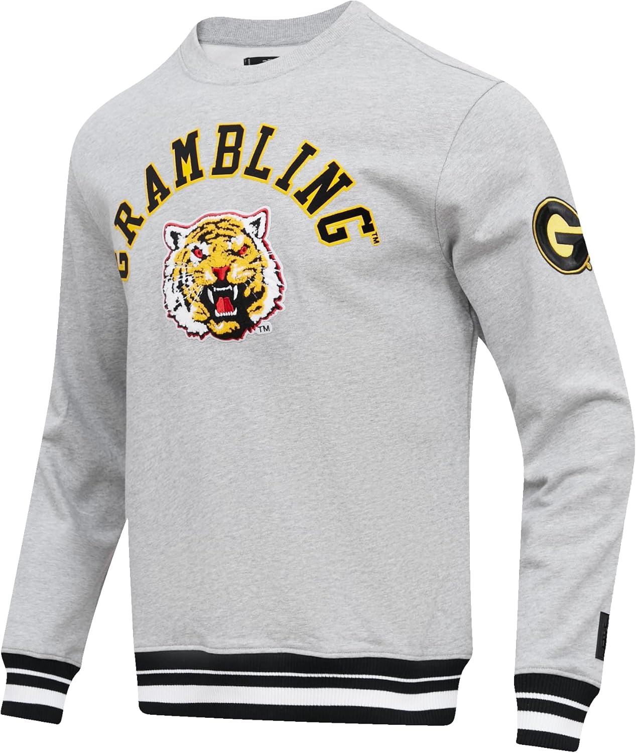 image:imagePro Standard Mens College Classic Chenille Brushed Back French Terry Crewneck SweatshirtHeather GrayBlack