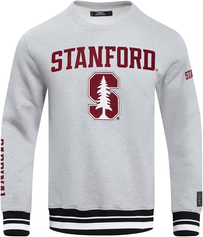 image:imagePro Standard Mens College Classic Chenille Brushed Back French Terry Crewneck SweatshirtHeather GrayBlack