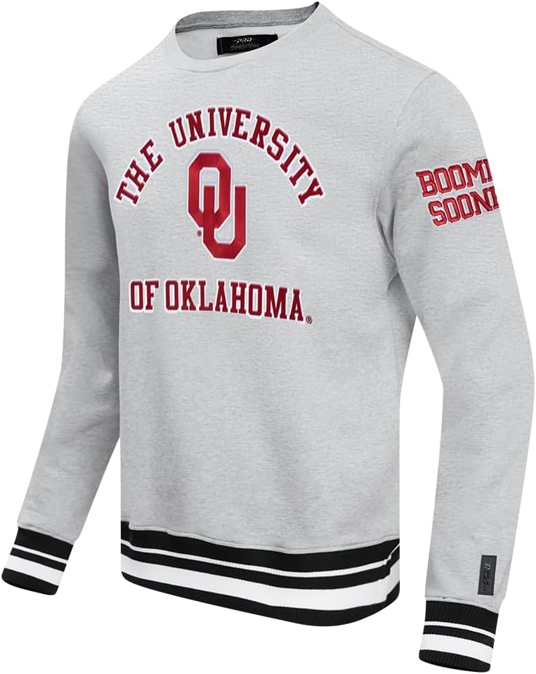 image:imagePro Standard Mens College Classic Chenille Brushed Back French Terry Crewneck SweatshirtHeather GrayBlack