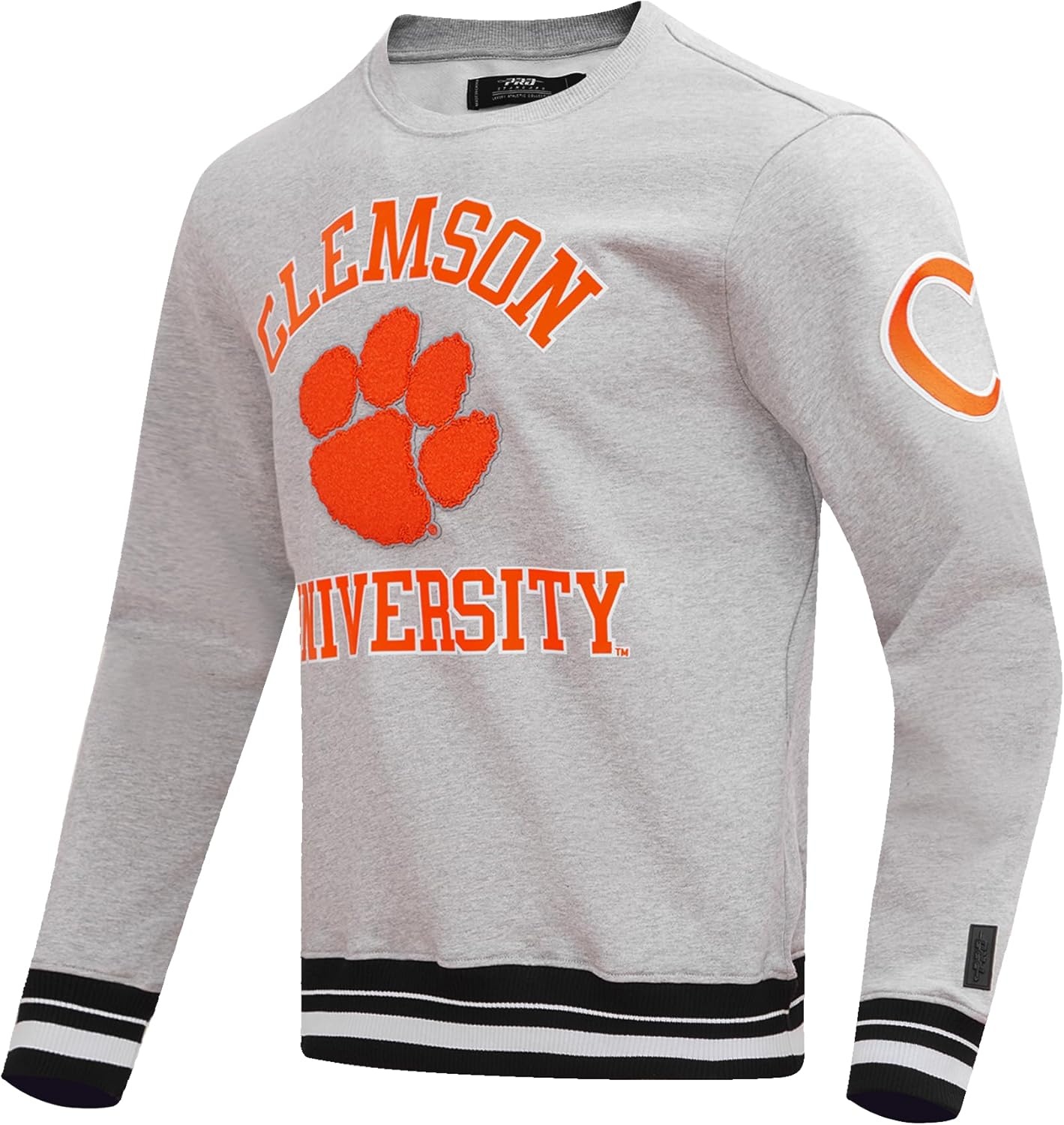 image:imagePro Standard Mens College Classic Chenille Brushed Back French Terry Crewneck SweatshirtHeather GrayBlack