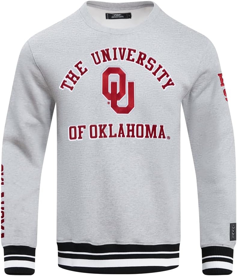 image:imagePro Standard Mens College Classic Chenille Brushed Back French Terry Crewneck SweatshirtHeather GrayBlack