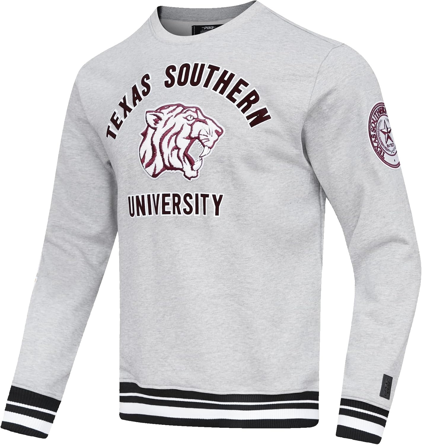 image:imagePro Standard Mens College Classic Chenille Brushed Back French Terry Crewneck SweatshirtHeather GrayBlack