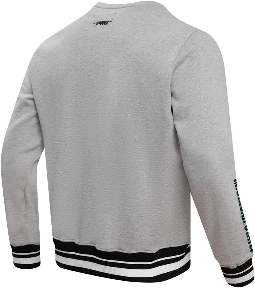 image:imagePro Standard Mens College Classic Chenille Brushed Back French Terry Crewneck SweatshirtHeather GrayBlack