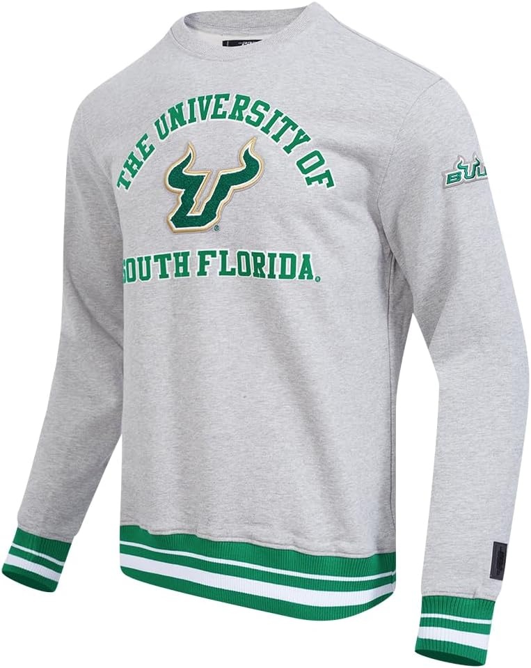image:imagePro Standard Mens College Classic Chenille Brushed Back French Terry Crewneck SweatshirtHeather GreyGreen