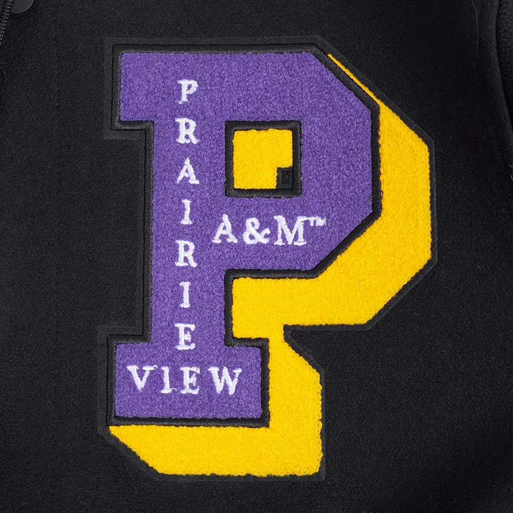 image:imagePro Standard Mens College Classic Chenille Wool Varsity JacketBlackPurpleYellow