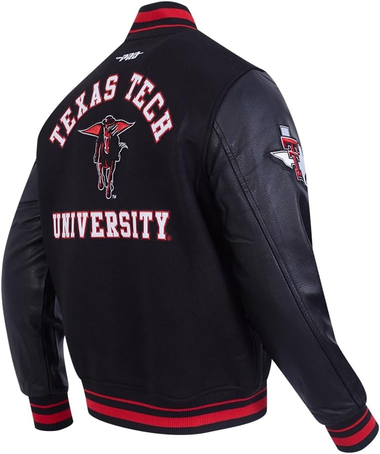 image:imagePro Standard Mens College Classic Chenille Wool Varsity JacketBlackRedBlack