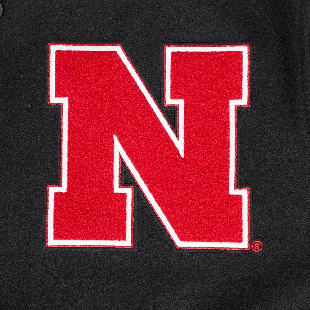 image:imagePro Standard Mens College Classic Chenille Wool Varsity JacketBlackRedBlack