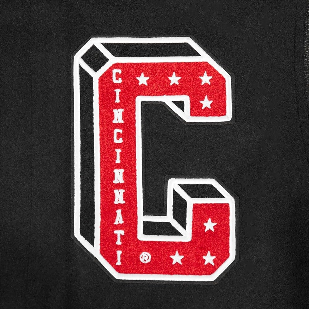 image:imagePro Standard Mens College Classic Chenille Wool Varsity JacketBlackRedBlack