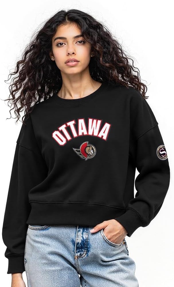 image:imagePro Standard Womens NHL Classic Chenille Brushed Back French Terry Crewneck SweatshirtBlack