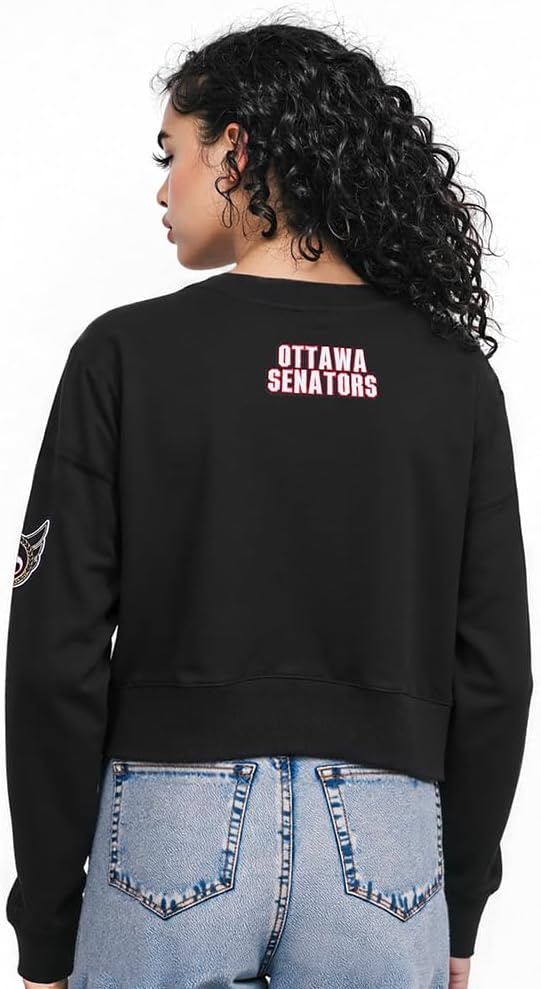 image:imagePro Standard Womens NHL Classic Chenille Brushed Back French Terry Crewneck SweatshirtBlack