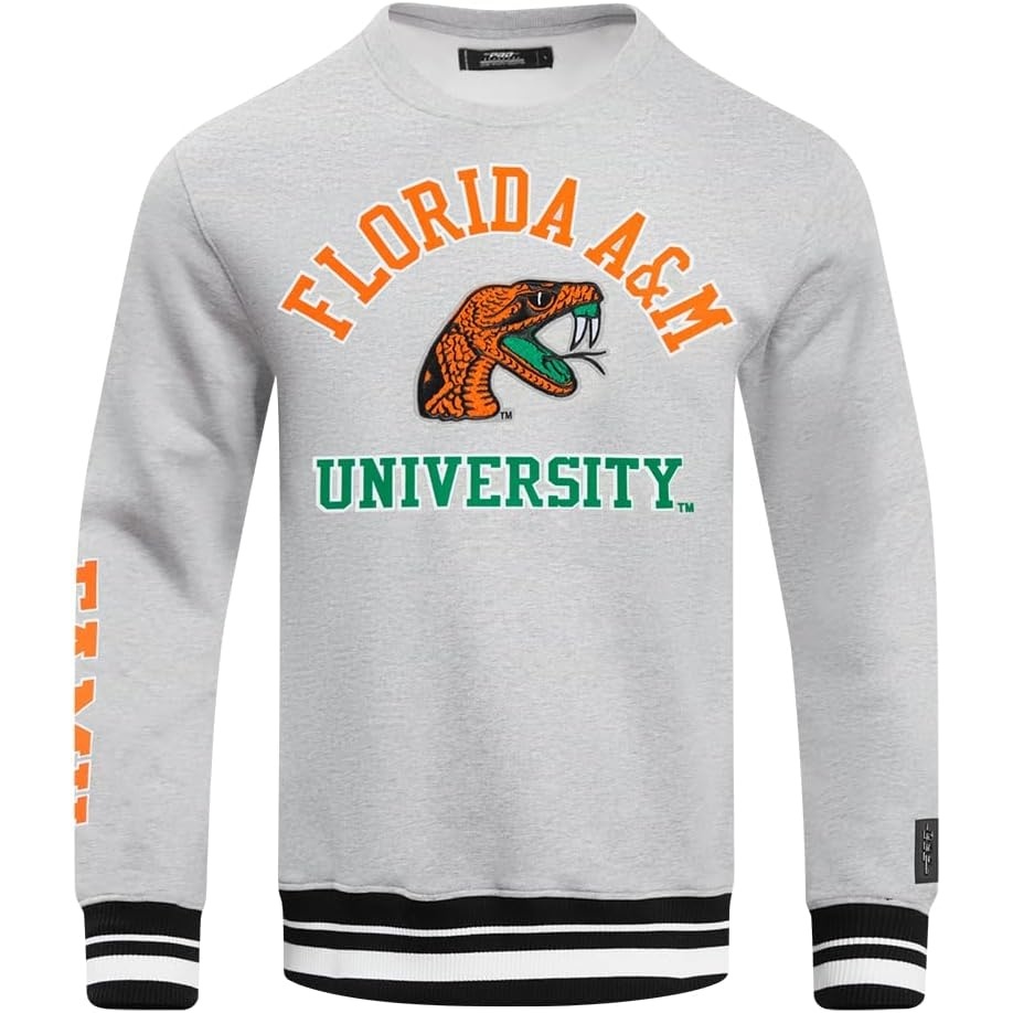 image:imagePro Standard Mens College Classic Chenille Brushed Back French Terry Crewneck SweatshirtHeather GrayBlack