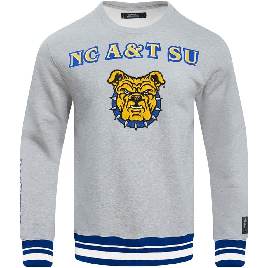 image:imagePro Standard Mens College Classic Chenille Brushed Back French Terry Crewneck SweatshirtHeather GreyDodger Blue