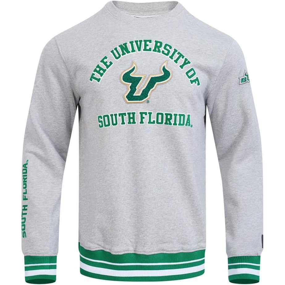 image:imagePro Standard Mens College Classic Chenille Brushed Back French Terry Crewneck SweatshirtHeather GreyGreen