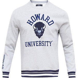 Pro Standard Mens College Classic Chenille Brushed Back French Terry Crewneck Sweatshirt(Heather Grey/Midnight Navy)
