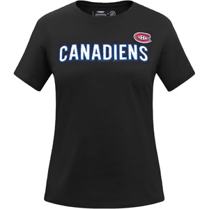 Pro Standard NHL Womens Pro Standard Womens NHL Classic Chenille Cotton Short Sleeve Slim Fit Tee(Black)