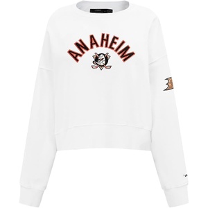 Pro Standard Womens NHL Classic Chenille Brushed Back French Terry Crewneck Sweatshirt(White)