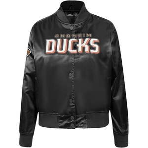 Pro Standard Womens NHL Classic Chenille Satin Satin Jacket(Black)